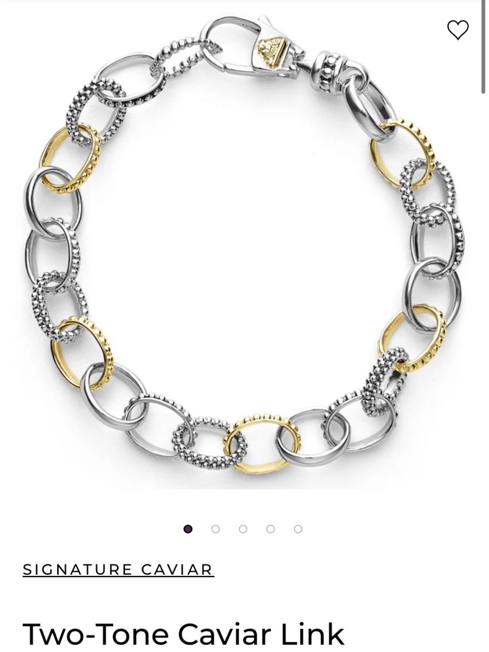 New Designer LAGOS caviar Two-Tone Link Bracelet in Silver & 18k Gold $3400 - Picture 6 of 8